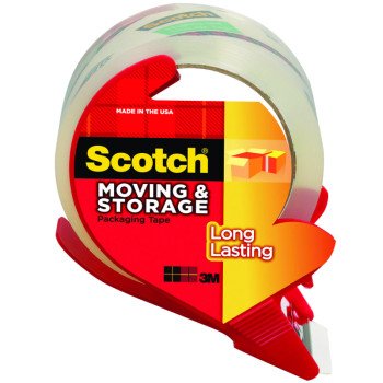 Scotch 3650S-RD Packaging Tape, 38.2 yd L, Clear, 1.88 in W, 2.4 mil, Polypropylene Backing