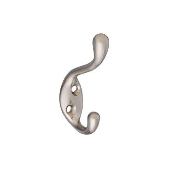 National Hardware V166 N331-009 Coat and Hat Hook, 75 lb, Zinc, Satin Nickel