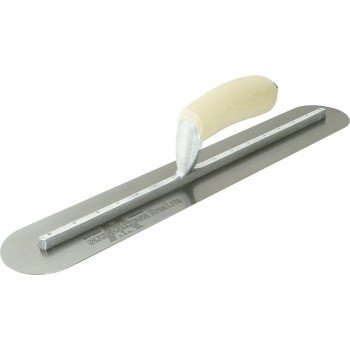 Marshalltown MXS20FR Finishing Trowel, 20 in L Blade, 4 in W Blade, Spring Steel Blade, Round End, Curved Handle