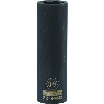 DEWALT DWMT73948OSP Impact Socket, 16 mm Socket, 1/2 in Drive, 6-Point, CR-440 Steel, Black Oxide