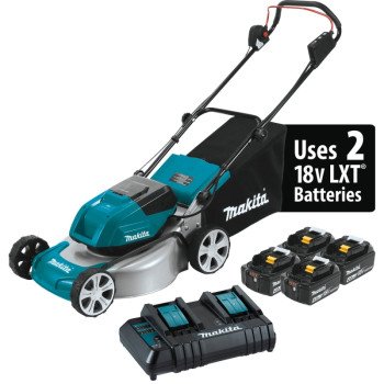 Makita XML03CM1 Brushless Lawn Mower Kit, Battery Included, 4 Ah, 18 V, Lithium-Ion, 18 in W Cutting, 1-Blade