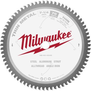 Milwaukee 48-40-4240 Circular Saw Blade, 7-1/4 in Dia, 5/8 in Arbor, 70-Teeth, Carbide Cutting Edge