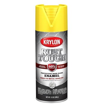 Krylon Rust Tough K09211008 Enamel Spray Paint, Gloss, Safety Yellow/Sun, 12 oz, Can