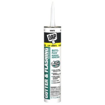 DAP Butyl-Flex 18184 Gutter and Flashing Sealant, White, Paste, Strong Solvent Odor/Scent