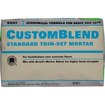 Custom CBTSG50 Thin-Set Mortar, Gray, Powder, 50 lb Bag, 85 to 95 sq-ft Coverage Area