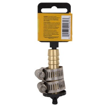 Landscapers Select GB91053L Hose Mender with Clamps, 1/2 in, Male, Brass, Brass and Silver