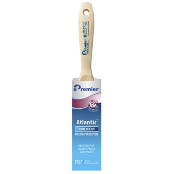 Premier Atlantic 17350 Paint Brush, 1-1/2 in W, Beavertail Varnish Brush, 2-7/16 in L Bristle, Nylon/Polyester Bristle