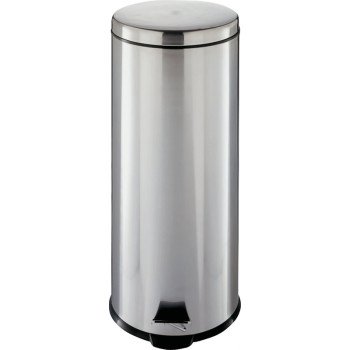 Simple Spaces LYP30F3-3L Trash Can, 7.93 gal Capacity, Plastic/Stainless Steel/Steel, Silver, Flat Lid Closure