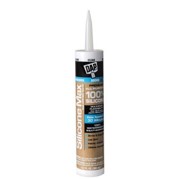 DAP SILICONE MAX 08791 Silicone Sealant, Clear, 24 hr Curing, -35 to 120 deg F, 10.1 fl-oz Cartridge/Tube