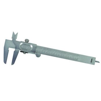 General 722 Vernier Caliper, 0 to 5 in, SAE, Metric Graduation, 2.56 in Jaw, Analog Display, Steel