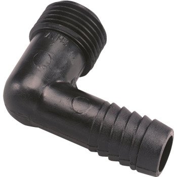 Orbit 94359 Elbow, 1/2 in Connection, MNPT x Barb, Plastic, Black