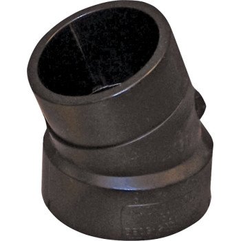 Canplas 102561BC Street Pipe Elbow, 1-1/2 in, Spigot x Hub, 22.5 deg Angle, ABS, Black