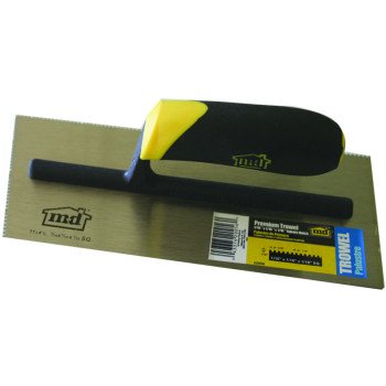 M-D 20056 Tile Installation Trowel, 1/16 in W x 1/16 in D Notch, 11 in L, 4-1/2 in W, Square Notch, Comfort Grip Handle