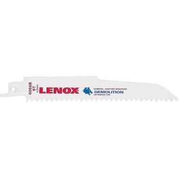 Lenox 205126066R Reciprocating Saw Blade, 7/8 in W, 6 in L, 6 TPI, Bi-Metal Cutting Edge