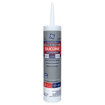 GE Silicone 1 2749485 Tub & Tile Sealant, Clear, 24 hr Curing, 10.1 fl-oz Cartridge