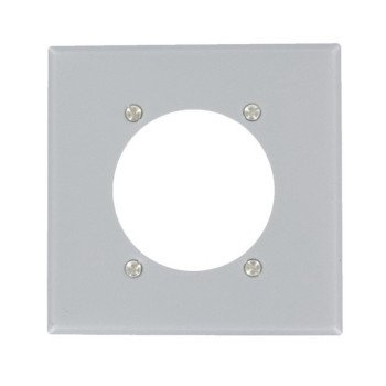 Leviton S701-GY Single Receptacle Wallplate, Standard-Size, 4-1/2 in L, 4-9/16 in W, 2-Gang, Steel, Aluminum