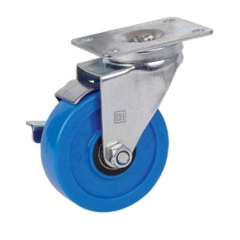 Dh Casters C-LM4P1PUSB Swivel Caster, 4 in Dia Wheel, 1-1/4 in W Wheel, Solid Polyurethane Wheel, Blue, 275 lb