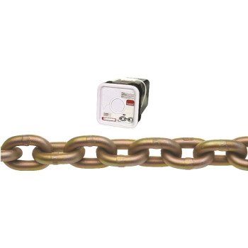 Campbell 0510526 Transport Chain, 5/16 in, 50 ft L, 4700 lb Working Load, 70 Grade, Carbon Steel, Chrome Yellow/Zinc