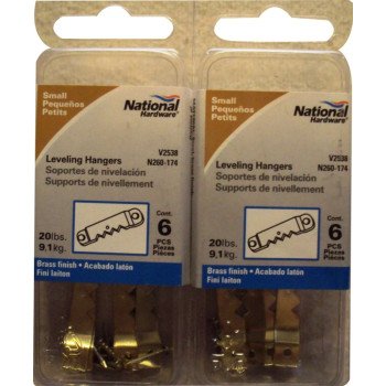 National Hardware V2538 Series N260-174 Leveling Hanger, 20 lb, Steel, Brass, 6/PK