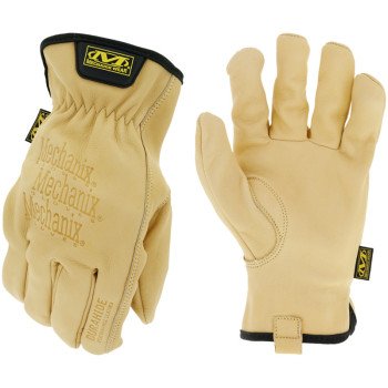 Mechanix Wear LDCW-75-011 Gloves, XL, 11 in L, Keystone Thumb, Elastic Cuff, Leather, Tan