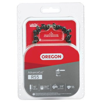 Oregon AdvanceCut R55 Chainsaw Chain, 16 in L Bar, 0.043 Gauge, 3/8 in TPI/Pitch, 55-Link