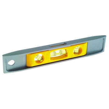 STANLEY 42-465 Torpedo Level, 9 in L, 3-Vial, 1-Hang Hole, Magnetic, Aluminum, Silver/Yellow