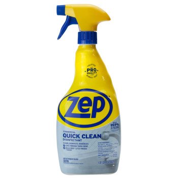 Zep ZUQCD32 Quick Clean Disinfectant, 32 oz, Liquid, Light Blue