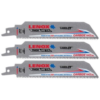 Lenox 2058828 Reciprocating Saw Blade, Applicable Materials: Cast Iron, Stainless Steel, 1 in W, 6 in L, 8 TPI