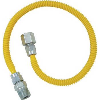 BrassCraft ProCoat Series CSSD54-24 Gas Connector, 1/2 x 1/2 in, Stainless Steel, 24 in L