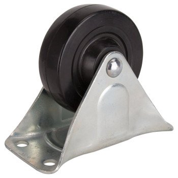 ProSource JC-H04 Rigid Caster, 4 in Dia Wheel, 1-1/4 in W Wheel, Rubber Wheel, Black, 255 lb, Steel Housing Material