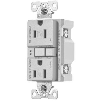 Eaton Wiring Devices TRSGF15SG-L GFCI Duplex Receptacle, 2 -Pole, 15 A, 125 V, Back, Side Wiring, NEMA: 5-15R