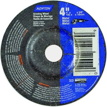 Norton 66252842014 Grinding Wheel, 4 in Dia, 1/8 in Thick, 5/8 in Arbor, 24 Grit, Extra Coarse, Aluminum Oxide Abrasive