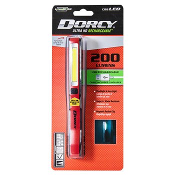 Dorcy Ultra HD Series 41-4341 Clip Light, Lithium-Ion, Rechargeable Battery, LED Lamp, 200 Lumens Lumens, Black/Red