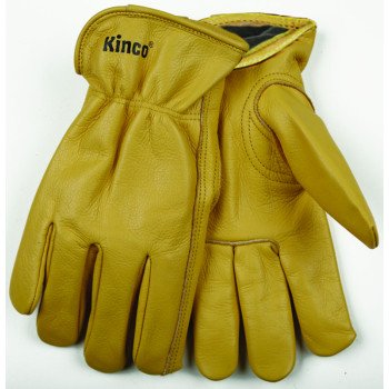 Heatkeep 98RL-M Driver Gloves, Men's, M, 10-1/2 in L, Keystone Thumb, Easy-On Cuff, Cowhide Leather, Gold