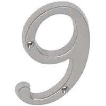 Schlage SC2-3096-619 House Number, Character: 9, 4 in H Character, Nickel Character, Solid Brass