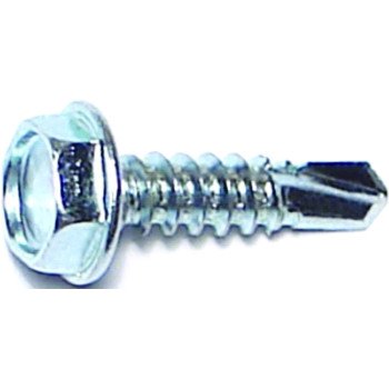 Midwest Fastener 03289 Screw, #10 Thread, 3/4 in L, Coarse Thread, Hex Drive, Self-Drilling Point, Steel, Zinc, 100 PK