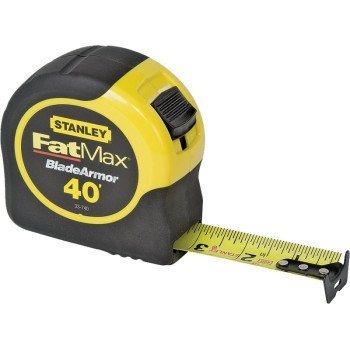 STANLEY 33-740L Tape Measure, 40 ft L Blade, 1-1/4 in W Blade, Steel Blade, ABS Case, Black/Yellow Case