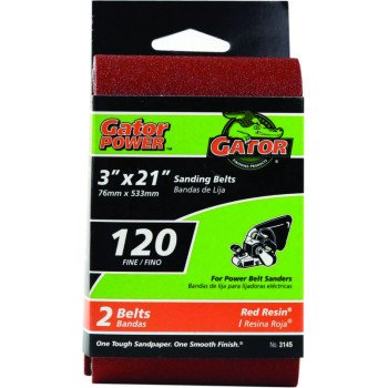 Gator 3145 Sanding Belt, 3 in W, 21 in L, 120 Grit, Fine, Aluminum Oxide Abrasive