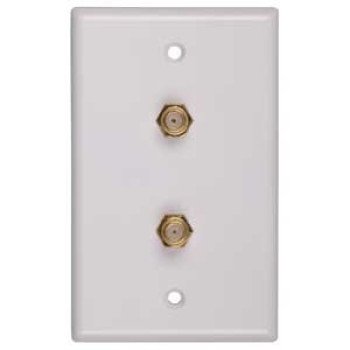 Voxx CVH128R Double Coaxial Wallplate, 1-Gang, White