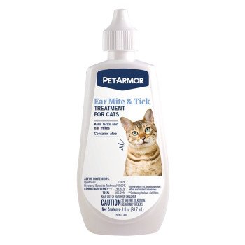 PetArmor 2815 Cat Ear Mite/Tick Treatment, Liquid, Fragrance-Free, 3 oz Squeeze Bottle