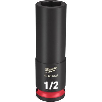 Milwaukee SHOCKWAVE Impact Duty Series 49-66-6121 Deep Impact Socket, 1/2 in Socket, 3/8 in Drive, Square Drive