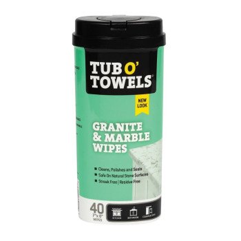 Tub O'Towels TW40-GR Granite and Marble Cleaning Wipes, 8 in L, 7 in W, 1-Ply, Mild, Polypropylene