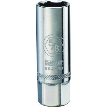 DEWALT DWMT86380OSP Drive Socket, 5/8 in Socket, 3/8 in Drive, 6-Point, Vanadium Steel, Polished Chrome