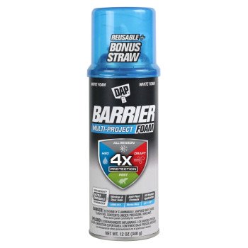 DAP Barrier 7565012530 Multi-Project Foam Sealant, White, 4 hr Functional Cure, 20 to 120 deg F, 12 oz Aerosol Can