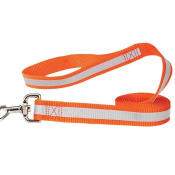 Guardian Gear ZA985 44 69 Reflective Dog Lead, 4 ft L, 5/8 in W, Nylon Line, Orange, Fastening Method: Swivel Clip