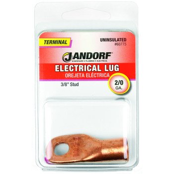 Jandorf 60775 Electrical Lug, 2/0 AWG Wire, 3/8 in Stud, Copper Contact, Brown