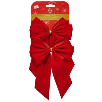 Holidaytrims 7320 Gift Bow, Velvet, Red, 2 PK