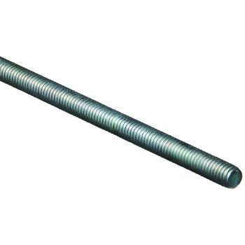 Stanley Hardware N179-507 Threaded Rod, 5/16-18 Thread, 36 in L, A Grade, Steel, Zinc, UNC Thread