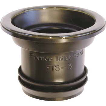 Fernco FTS-3 Wax Free Toilet Seal, Elastomeric PVC, Black, For: 3 in Drain Pipes