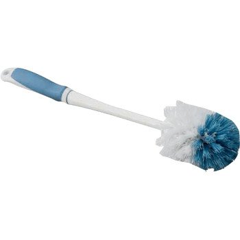 Simple Spaces YB88063L Toilet Bowl Brush, 1 in L Trim, PP/PVC Bristle, Blue/White Bristle, 3 in W Brush, 15 in OAL